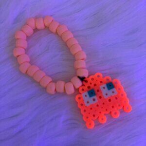 🍒 5/$25 🍒 Neon Orange Ghost Rave Kandi Perler Bracelet